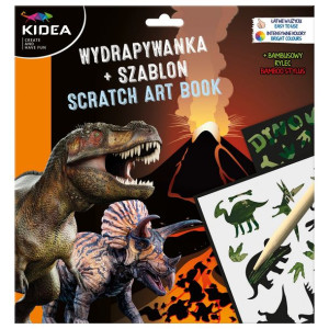 Wydrapywanka - 3 arkusze z szablonem Dinozaury - KIDEA