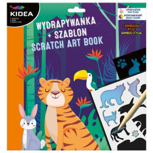 Wydrapywanka - 3 arkusze z szablonem Zwierzęta - KIDEA