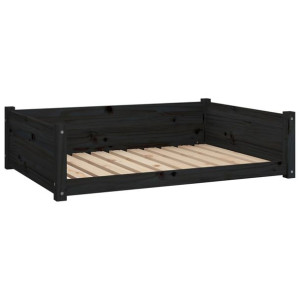 Legowisko dla psa, czarne, 95,5x65,5x28 cm, lite drewno sosnowe