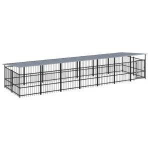 Kojec dla psa z zadaszeniem, stalowy, 13,14 m²