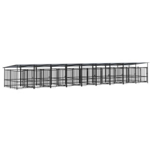 Kojec zewnętrzny dla psów, z zadaszeniem, stalowy, 16,89 m²