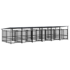 Kojec dla psa z zadaszeniem, stalowy, 11,26 m²