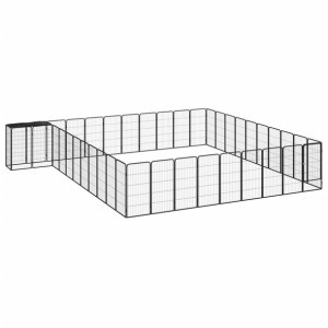 Kojec dla psa, 42 paneli, czarny, 50x100 cm, stal