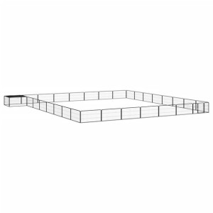 Kojec dla psa, 32 panele, czarny, 100x50 cm, stal