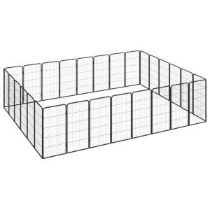 Kojec dla psa, 28 paneli, czarny, 50x100 cm, stal