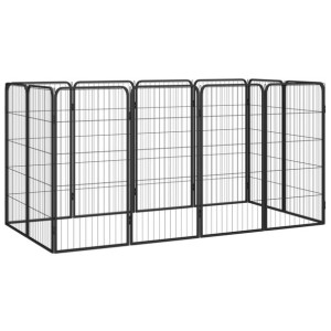 Kojec dla psa, 12 paneli, czarny, 50x100 cm, stal