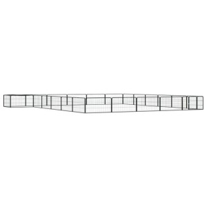 Kojec dla psa, 24 panele, czarny, 100x50 cm, stal