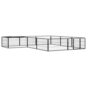 Kojec dla psa, 12 panele, czarny, 100x50 cm, stal