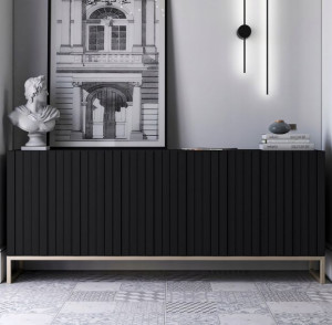 Komoda RTV Glamour Szafka RTV Glamour Czarna 168cm