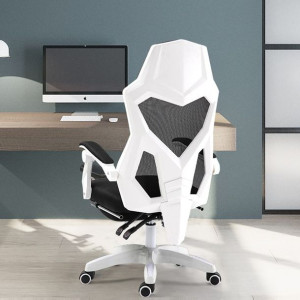 Ergonomiczny, obrotowy fotel biurowy, krzesło z zagłówkiem i podnóżkiem