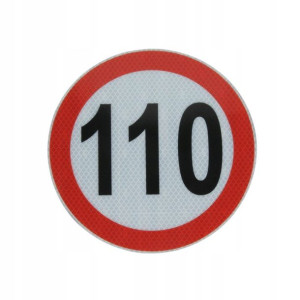 Naklejka/nalepka prędkości 110km/h śr. 20 cm, odbl