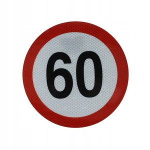 Naklejka/nalepka prędkości 60km/h śr. 20 cm, odbla