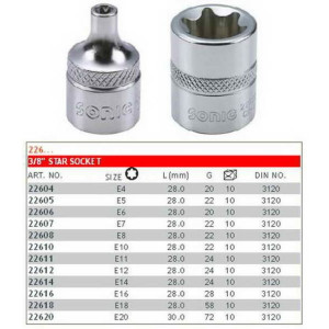 Nasadka E-TORX 3/8'' E04 dł. 28mm SONIC 22604SON