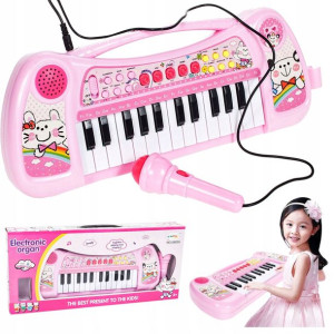 Pianino Różowe Keyboard Dla Dzieci Organy Mikrofon