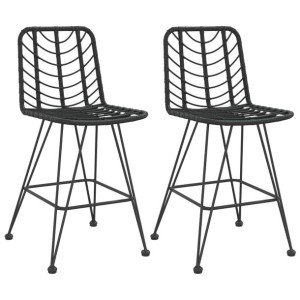 Stołki barowe, 2 szt., czarne 45x56x103,5 cm, PE, rattan i stal