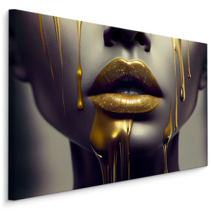 Obraz Do Salonu TWARZ Kobiety Złote Usta Abstrakcja 3D 70cm x 50cm