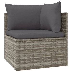 Ogrodowa sofa narożna z poduszkami, szara, 57x57x56 cm