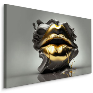 Obraz Ścienny ABSTRAKCYJNE Złote Usta Efekt Dekor 3D 40cm x 30cm