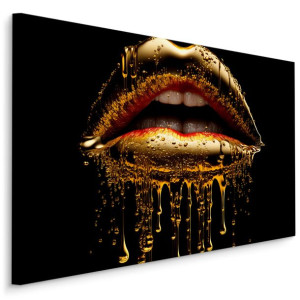 Obraz Na Płótnie Canvas ZŁOTE Usta Abstrakcja Dekoracja 3D 40cm x 30cm