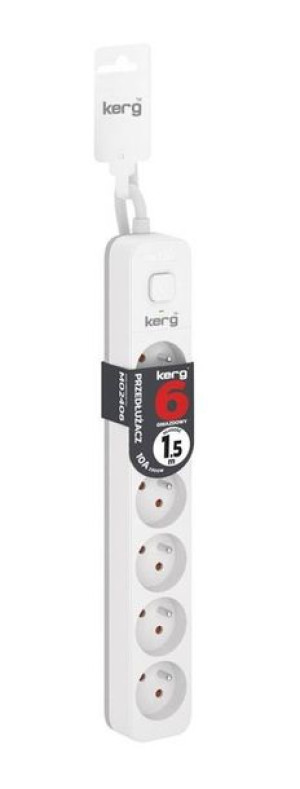 Kerg M02406 Przedłużacz Z Włącznikiem 6 Gniazd 10a 23000w Kabel 1.5m