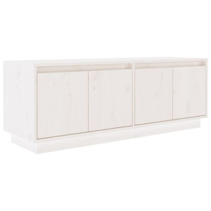 Szafka pod telewizor, biała, 110x34x40 cm, lite drewno sosnowe