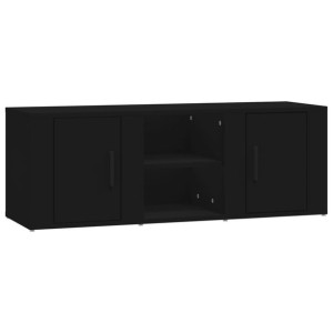 Szafka pod TV, czarna, 100x31,5x35 cm, materiał drewnopochodny