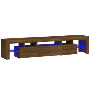 Szafka pod TV z oświetleniem LED, brązowy dąb, 200x36,5x40 cm
