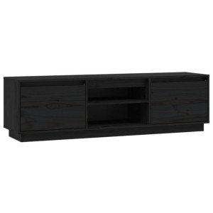 Szafka pod telewizor, czarna, 140x35x40 cm, lite drewno sosnowe