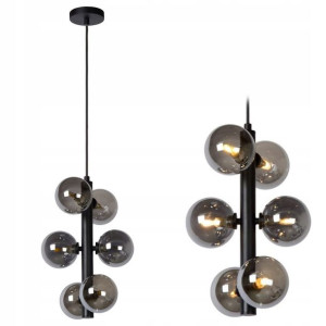 Lampa Sufitowa Wisząca Czarna Klosze 6x25w G9