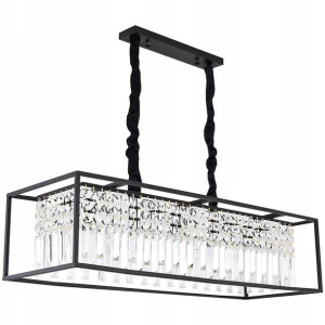 Lampa Wisząca Kryształowa Czarna 4xe27 Nowoczesna