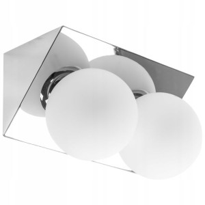 Lampa Ścienna Kinkiet Metalowy Chrom Biały Klosz
