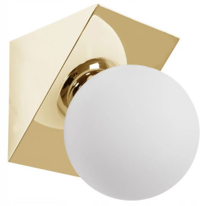 Lampa Ścienna Kinkiet Metalowy Złoty Biały Klosz