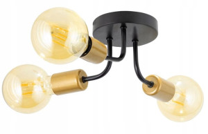 Lampa Sufitowa Wisząca Czarno Złota 3xe27 60w