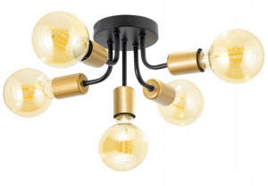 Lampa Sufitowa Wisząca Czarno Złota 5xe27 60w