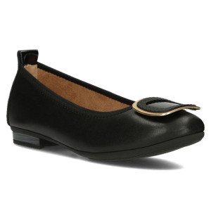 Baleriny damskie skórzane czarne Filippo DP3661