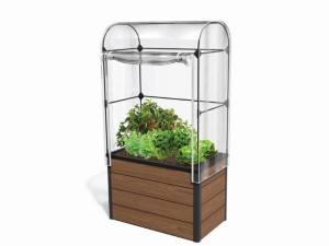 Emaga KETER Doniczka Maple green house z folią, brązowy