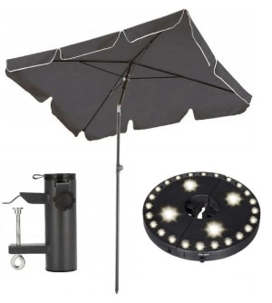 Zestaw Parasol Uchwyt Oświetlenie Ogrodowy 200x130