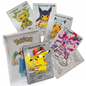 Zestaw Srebrne Karty Pokemon Kolekcjonerskie 55szt