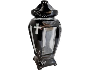 Znicz Lampion Flar Czarny Marmurek