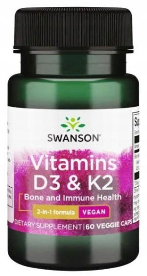 Swanson Witamina D3 + K2 75mcg 60k. VEGE Odporność