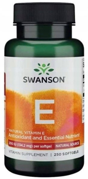 Swanson Witamina E Naturalna 200IU 250kaps. Skóra