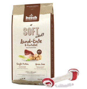 Bosch Soft Adult Kaczka & ziemniaki 12,5kg + MACED Kość Wiązana Biała Bekon