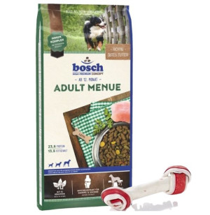 Bosch Adult Menue, drób (nowa receptura) 15kg + MACED Kość Wiązana Biała Be
