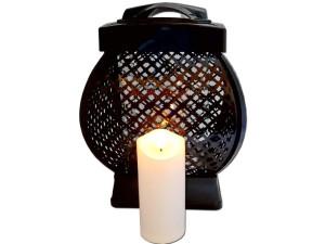 Znicz Lampion Glm Gw Ażur Czarny+świeca Led