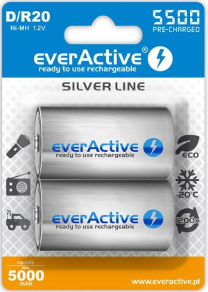 Akumulatorki D / R20 everActive Ni-MH Ni-MH 5500 mAh  Silver line