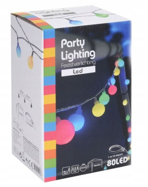 Światełka Girlandia Ogrodowa Wielokolorowa 80 Led