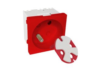 Modułowe gniazdo elektryczne 2P+Z, 45x45, DATA z kluczem, czerwone ALANTEC