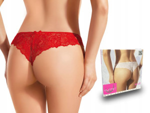 Ewana 017 Koronkowe Eleganckie Stringi Czerwony S