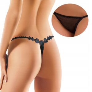 Ewana 047 Obłędne Stringi z Tiulu Czarny L