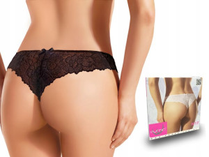 Ewana 017 Koronkowe Eleganckie Stringi Czarny S